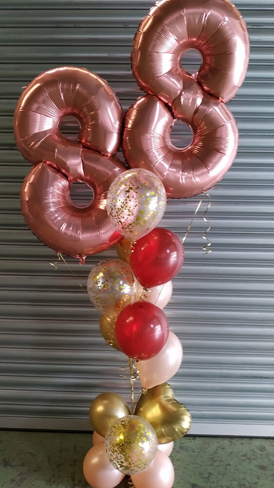 ballon boeket 88 jaar zalm rose goud - The Balloon Factory